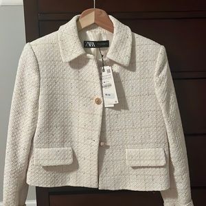 New with tags! Zara XS tweed blazer with metal buttons